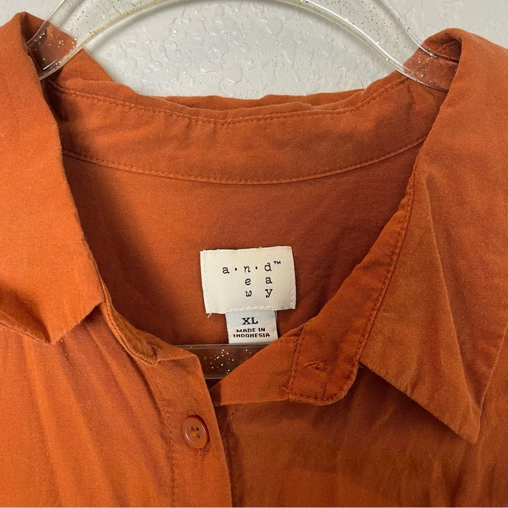 A New Day Women’s Terracotta Rust Button-Down Shirt Size XL - Picture 3 of 7